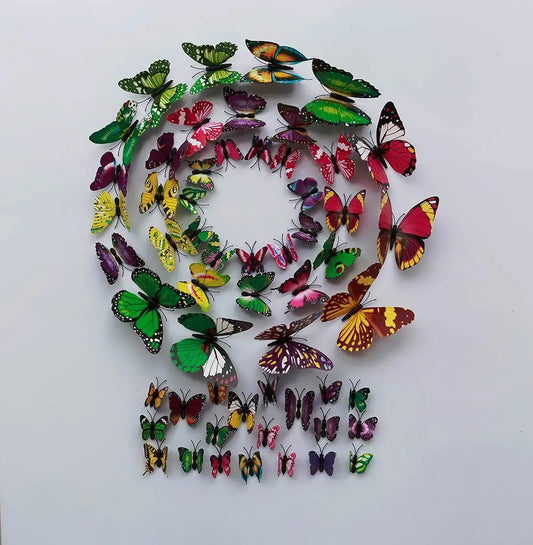 12pcs/lot Butterfly Home Decoration 3D Simulation Buterfly Wall Stickers Home Living Room Decal Magnet Crafts Holiday Decoration