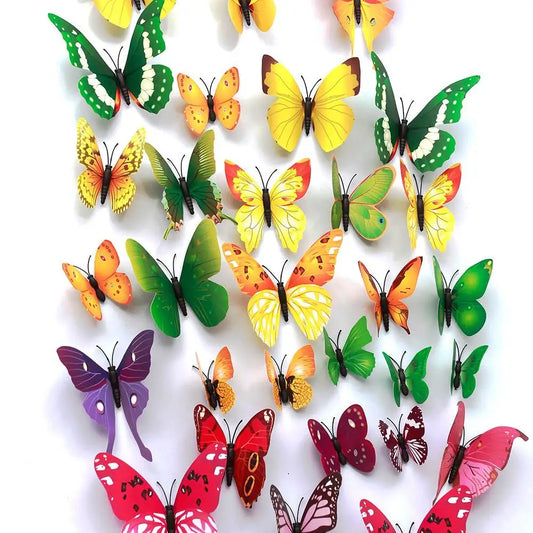 12pcs/lot Butterfly Home Decoration 3D Simulation Buterfly Wall Stickers Home Living Room Decal Magnet Crafts Holiday Decoration